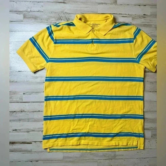 Saddlebred Perfect Polo - Men's Large Yellow Blue Stripes Shirt - Picture 3 of 7